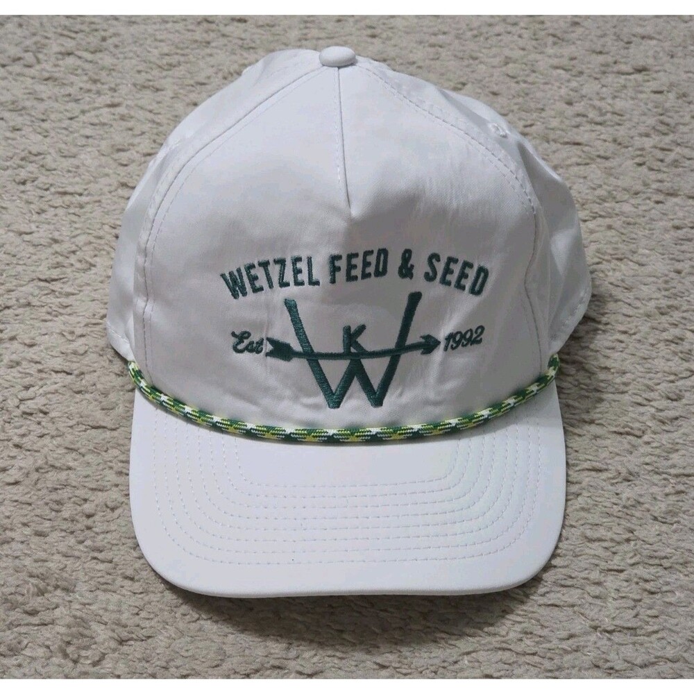Imperial Performance Rope Hat White Wetzel Feed & Seed Snapback Golf Cap EUC